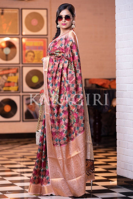 Digital Print Saree Burgundy Red Digital Print Saree saree online