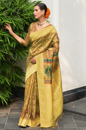 Cadmium Yellow Digital Print Saree