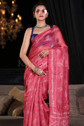 Digital Print Saree Carmine Red Digital Printed Saree saree online