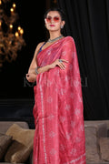 Digital Print Saree Carmine Red Digital Printed Saree saree online