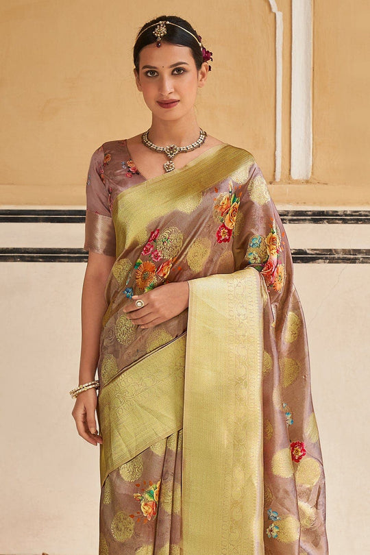 Digital Print Saree Cherrywood Brown Digital Print Saree saree online