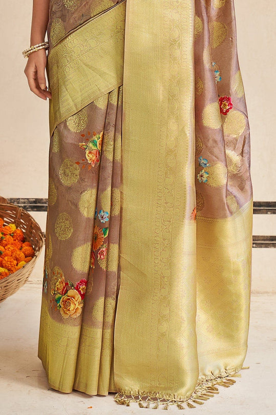 Digital Print Saree Cherrywood Brown Digital Print Saree saree online