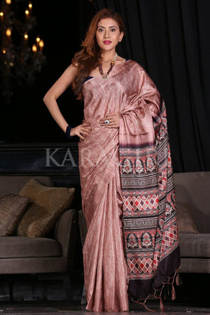 Chesnut Brown Digital Print Saree