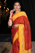Digital Print Saree Cinnamon Brown Digital Print Saree saree online