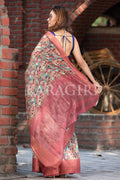 Digital Print Saree Coral Peach Digital Print Saree saree online