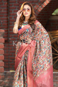 Digital Print Saree Coral Peach Digital Print Saree saree online