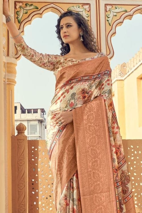 Digital Print Saree Cream Digital Print Saree saree online