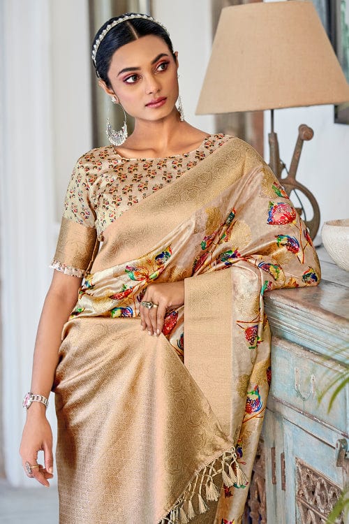 printed saree blouse design