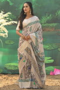 cream digital print saree