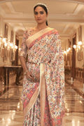 Digital Print Saree Crepe White Digital Printed Saree saree online
