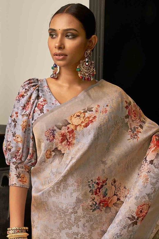 Digital Print Saree Daisy Blue Digital Print Saree saree online