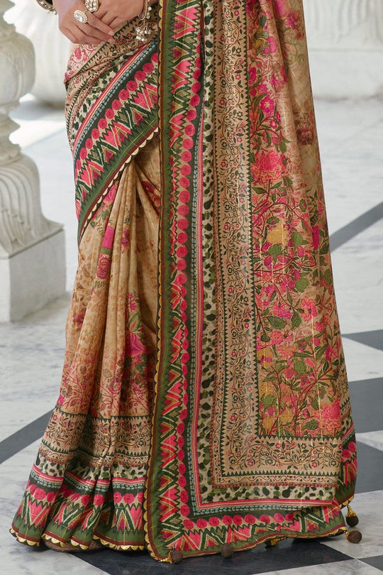 Digital Print Saree Dark Beige Digital Printed Saree saree online