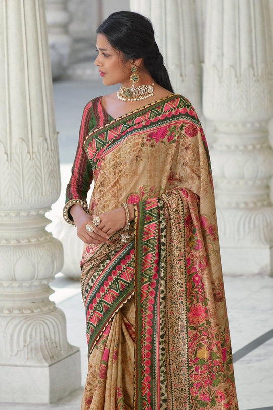 Digital Print Saree Dark Beige Digital Printed Saree saree online