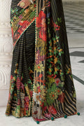 Digital Print Saree Dark Black Digital Printed Saree saree online