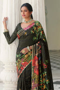 Digital Print Saree Dark Black Digital Printed Saree saree online