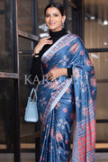 Digital Print Saree Dark Blue Ajrakh Saree saree online