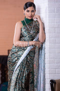 Digital Print Saree Dark Green Ajrakh Saree saree online