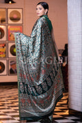 Digital Print Saree Dark Green Ajrakh Saree saree online