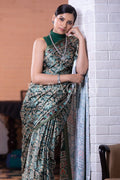 Digital Print Saree Dark Green Ajrakh Saree saree online