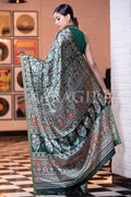 Digital Print Saree Dark Green Ajrakh Saree saree online