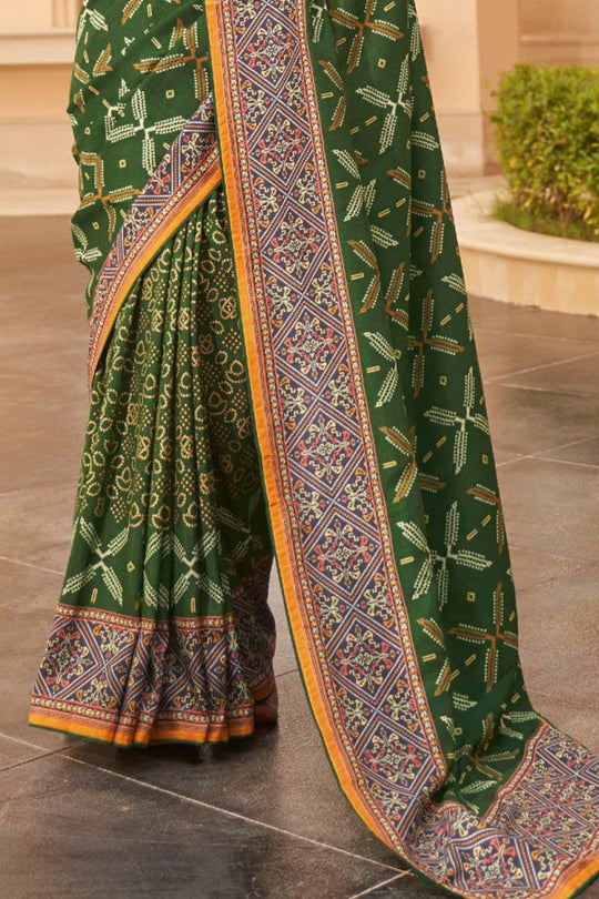 Digital Print Saree Dark Green Digital Printed Saree saree online