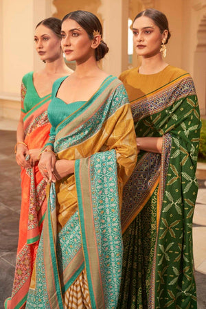 Digital Print Saree Dark Green Digital Printed Saree saree online