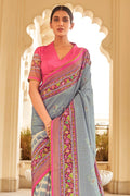 Digital Print Saree Dark Grey Digital Printed Saree saree online