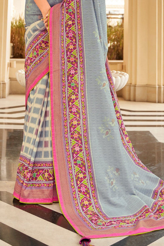 Digital Print Saree Dark Grey Digital Printed Saree saree online