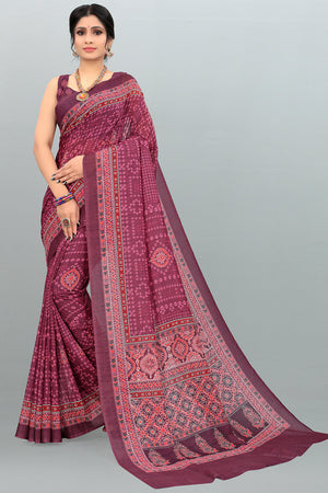 Deep Rust Pink Digital Print Saree
