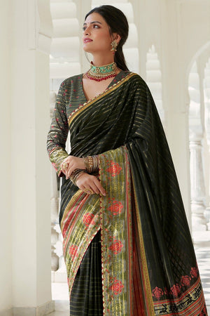 Digital Print Saree Ebony Black Digital Printed Saree saree online