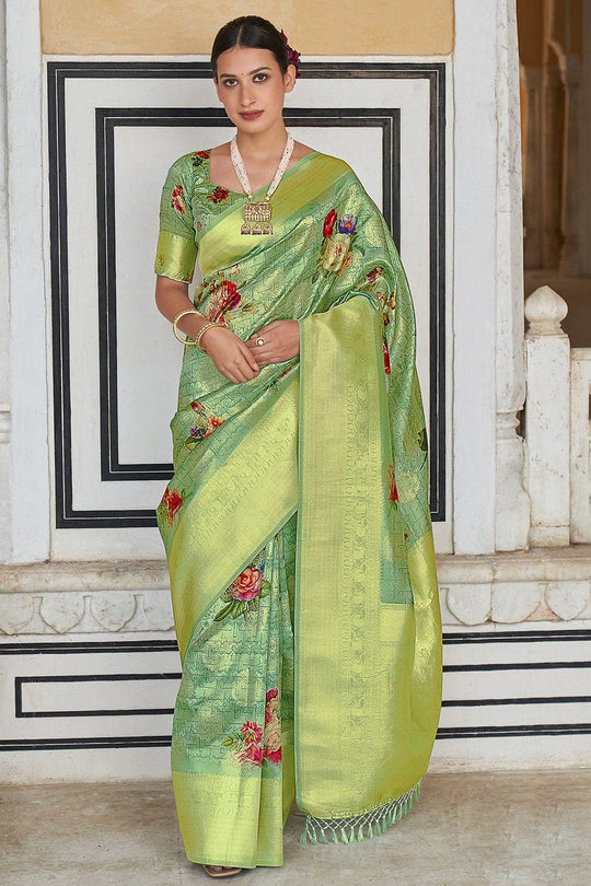 Digital Print Saree Emerald Green Digital Print Saree saree online
