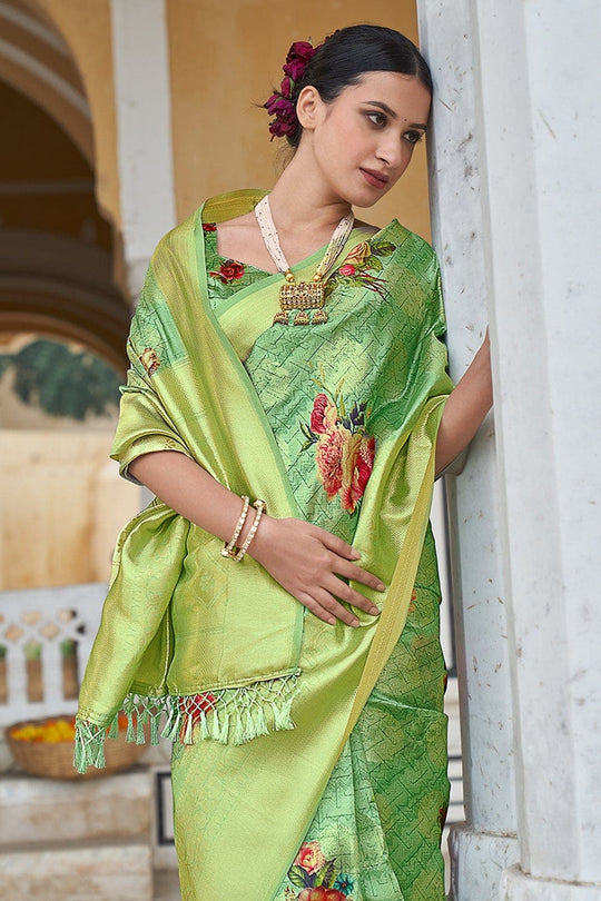 Digital Print Saree Emerald Green Digital Print Saree saree online