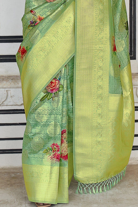 Digital Print Saree Emerald Green Digital Print Saree saree online