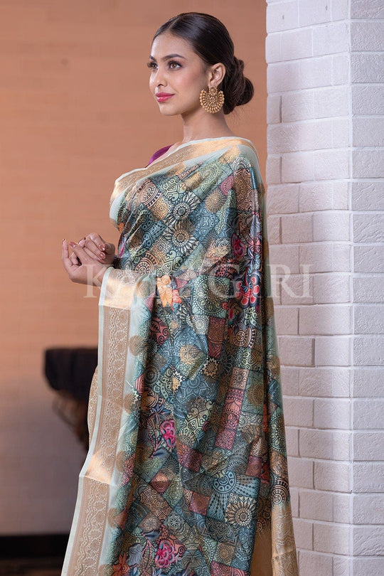 Digital Print Saree Emerald Green Digital Print Saree saree online