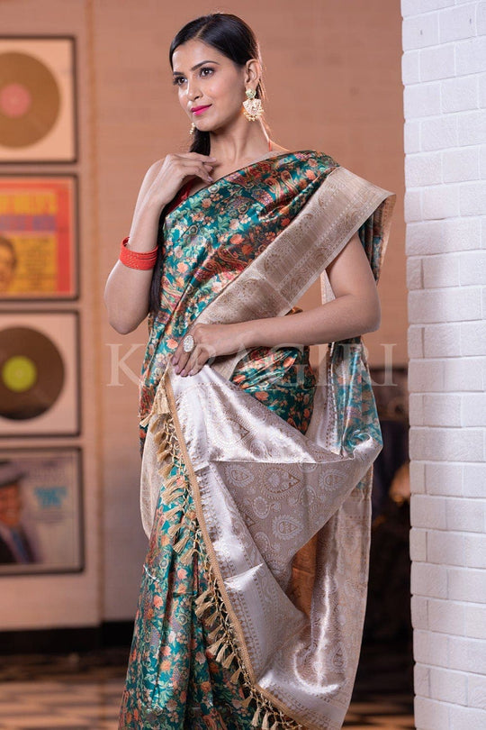 Digital Print Saree Emerald Green Digital Print Saree saree online