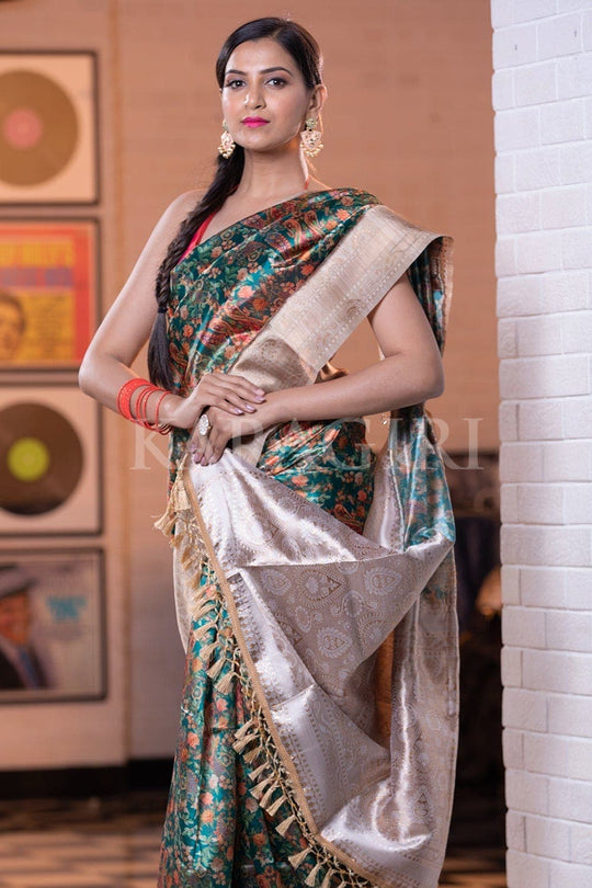 Digital Print Saree Emerald Green Digital Print Saree saree online