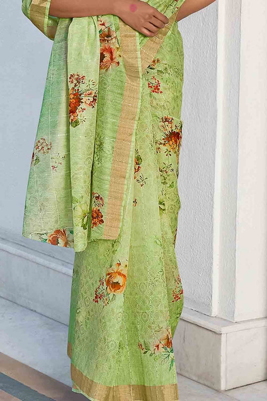 Digital Print Saree Fern Green Digital Print Saree saree online