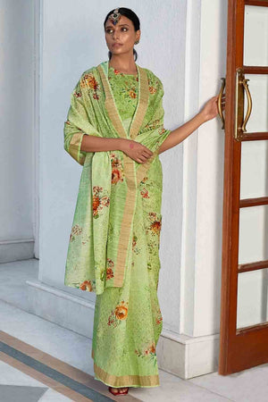 Fern Green Digital Print Saree