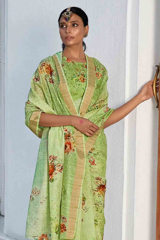 Digital Print Saree Fern Green Digital Print Saree saree online