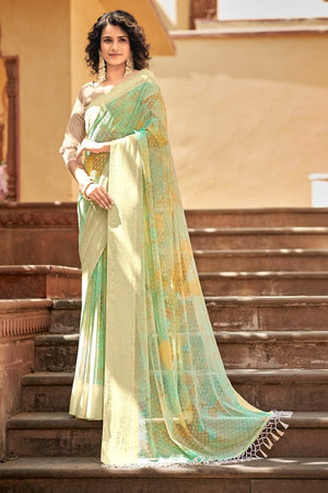 Fern Green Digital Print Saree