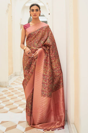 Flamingo Pink Digital Print Saree