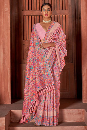 Flamingo Pink Digital Print Saree