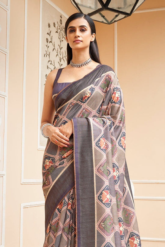 Digital Print Saree Flint Grey Digital Print Saree saree online