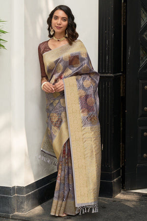 Flint Grey Digital Print Saree