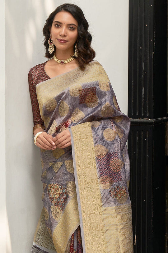 Digital Print Saree Flint Grey Digital Print Saree saree online