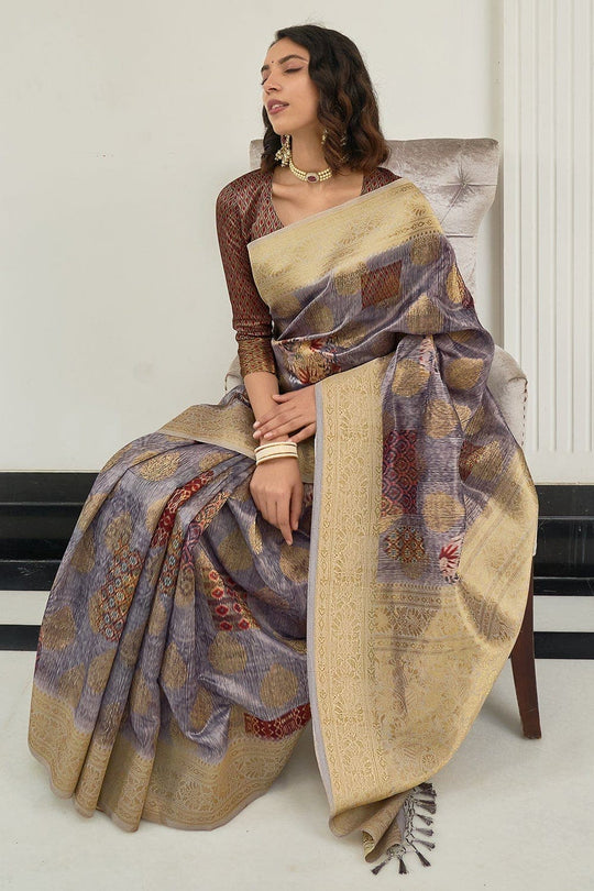 Digital Print Saree Flint Grey Digital Print Saree saree online