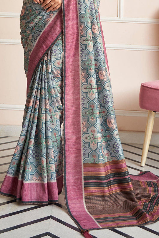 Digital Print Saree Florentine Grey Digital Print Saree saree online
