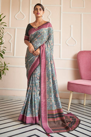 Florentine Grey Digital Print Saree