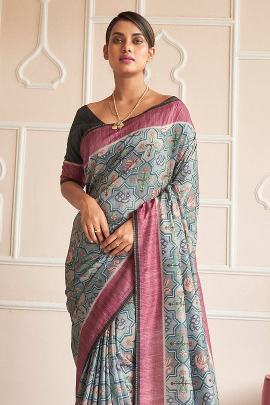 Digital Print Saree Florentine Grey Digital Print Saree saree online
