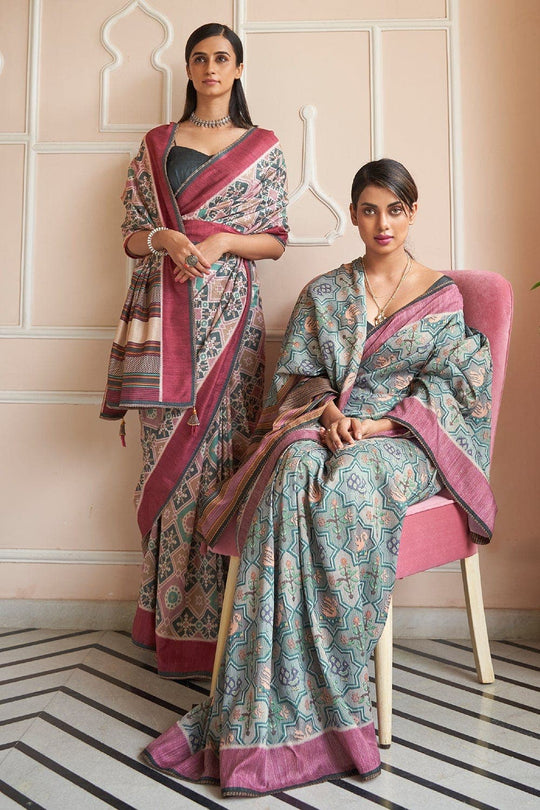 Digital Print Saree Florentine Grey Digital Print Saree saree online